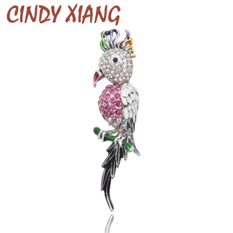 CINDY XIANG Милые Броши в виде попугая из горного хрусталя для женщин модная брошь
