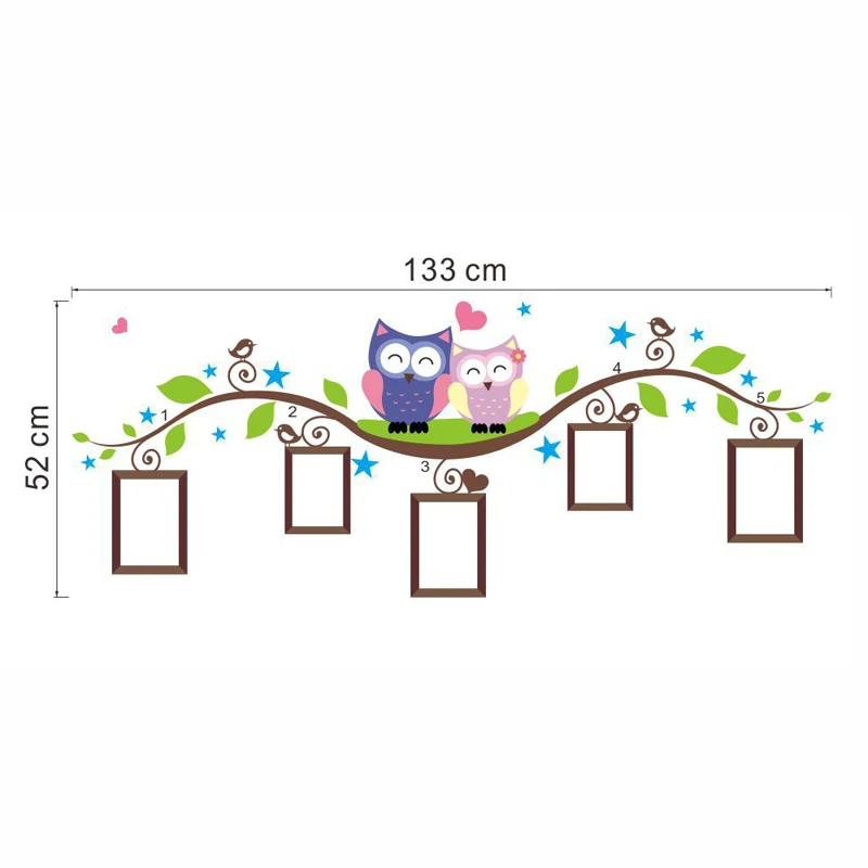 Наклейки на стену с изображением двух птиц влюбленных для детской спальни дерева