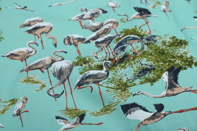 

Free ship 100% cotton canvas fabric flamingos print high quality 55" by yard