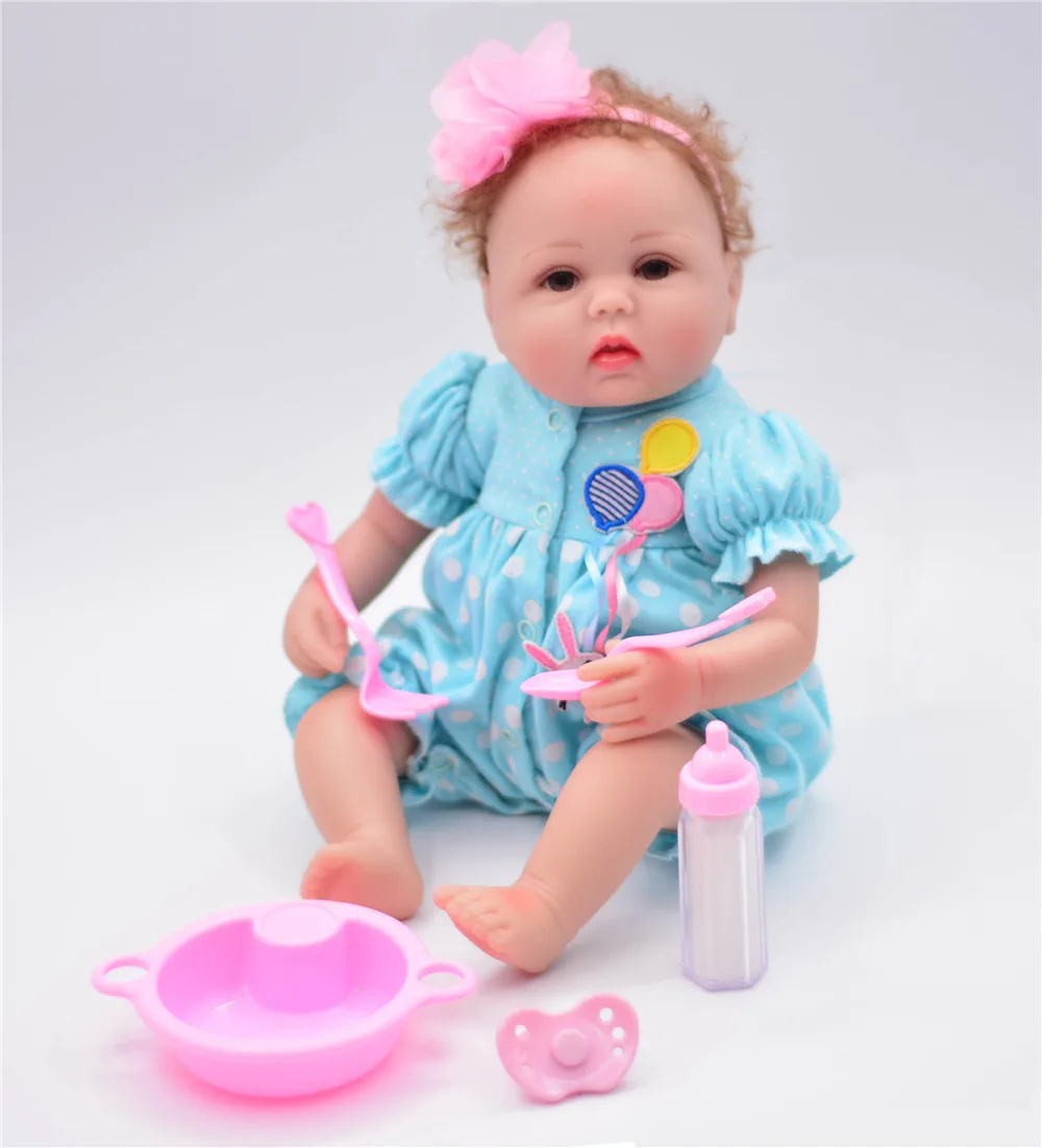 Мягкие нетоксичные куклы Bebe Reborn Girl Alive Silicone Sweet Princess Bonece игрушки с синей одеждой