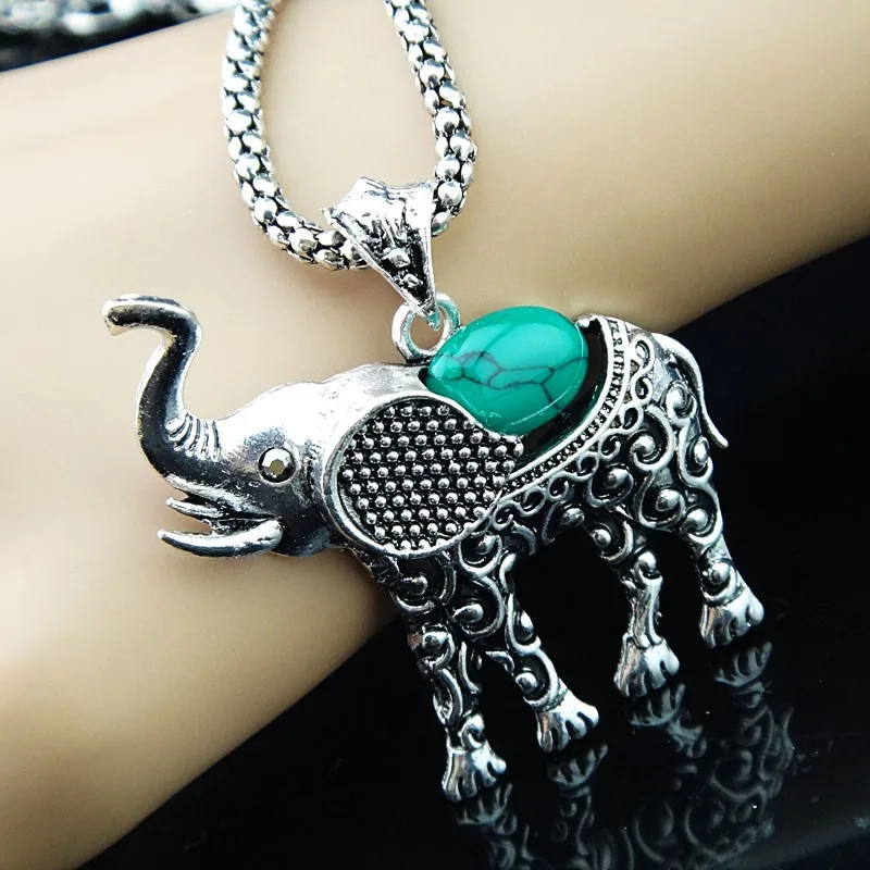 3 шт слон Зеленый Бирюзовый ожерелье браслет серьги женское животное античное