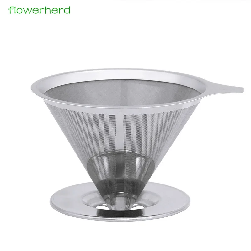 Многоразовые Нержавеющая сталь Кофе фильтр металлическая сетка и залить