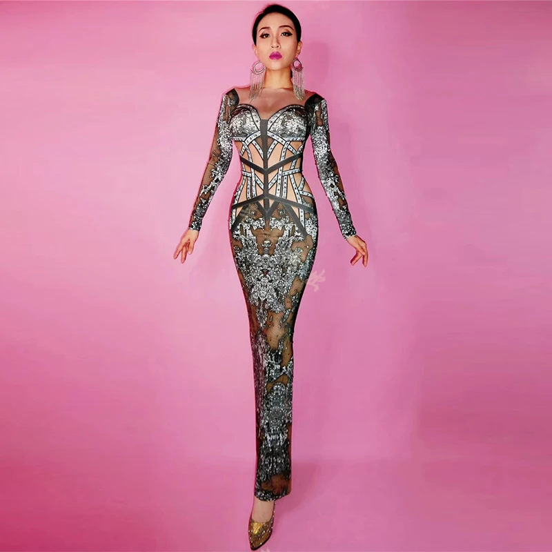 Женское окрашенное черное платье со стразами Cheongsam стрейчевое вечерняя одежда