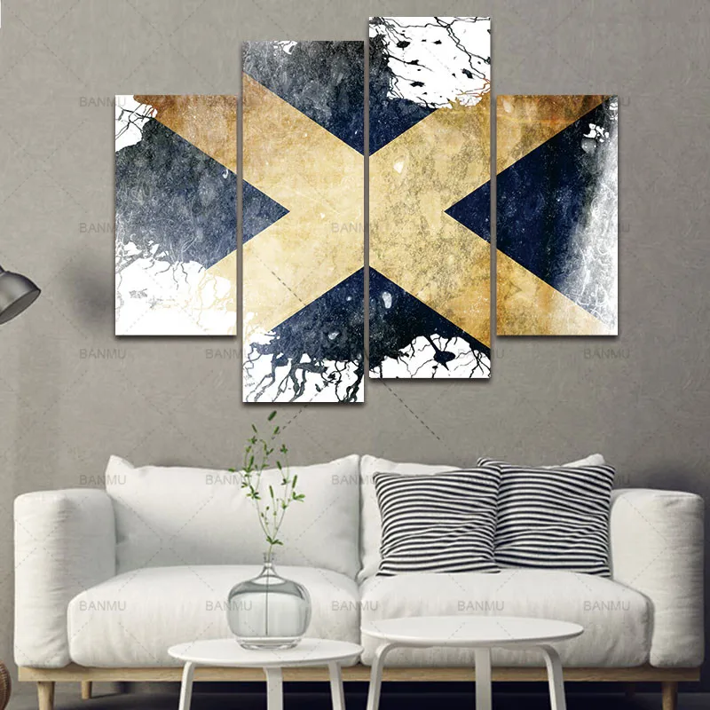 BANMU Флаг Шотландии белая и синяя настенная живопись картины печать на холсте