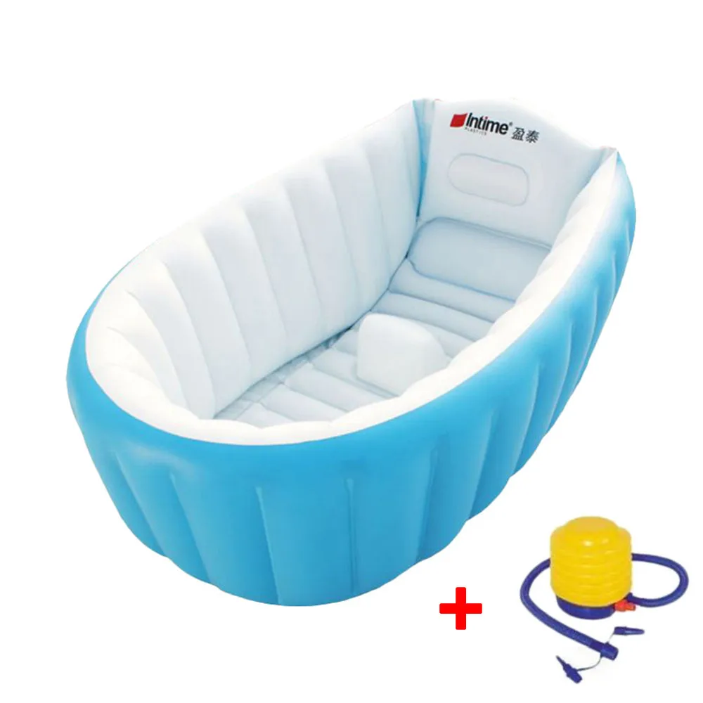 blue-with inflator Детские ванны, надувные портативные детские надувные подушки для ванны, теплые складные товары для душа, для новорожденных, для бассейна - Цвет: blue-with inflator