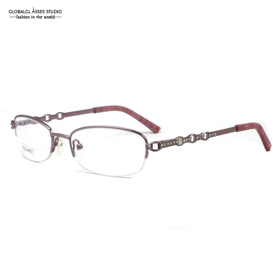 

New Fashion Design Style Very Beautiful Light Pink Women Half Frame Glasses Optical Eyeglasses Eyewear DTB330803