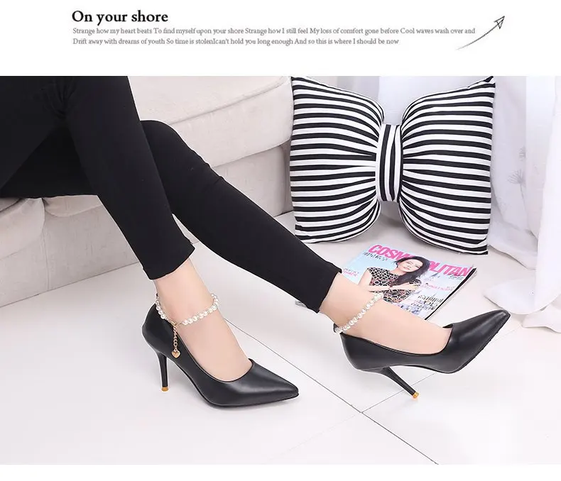 White Women Wedding Shoes Crystal Preal Ankle Strap Bridal Shoes Woman Dress Shoes Seay Pumps Sweet Party Shoes