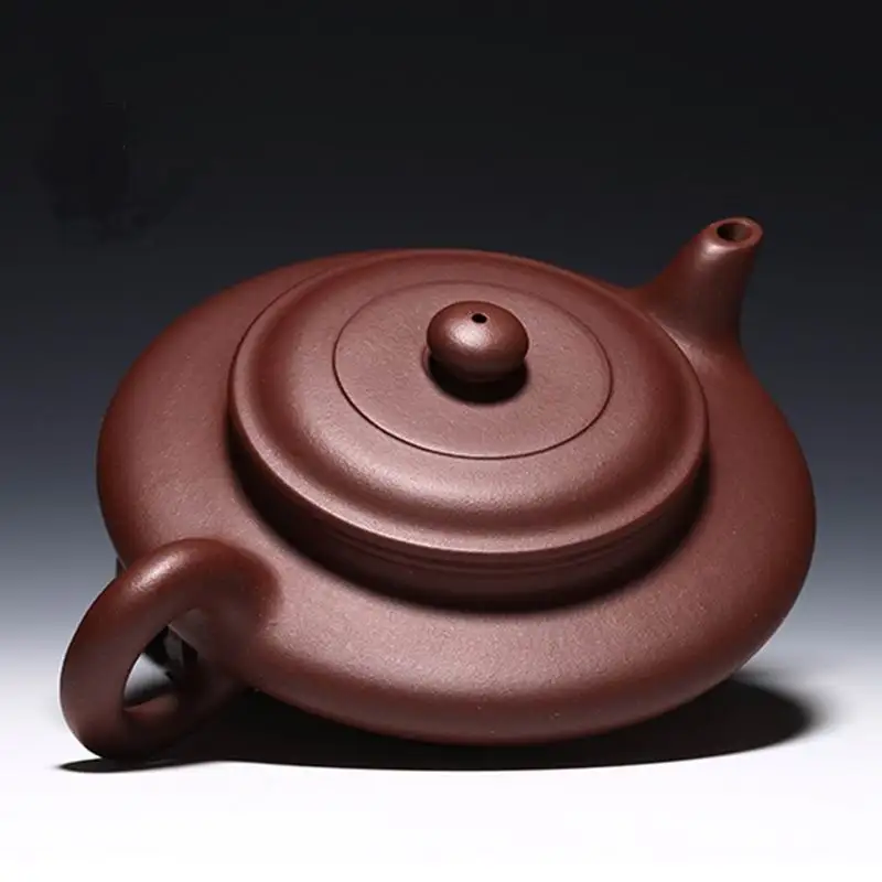 Free shipping flat purple clay teapot