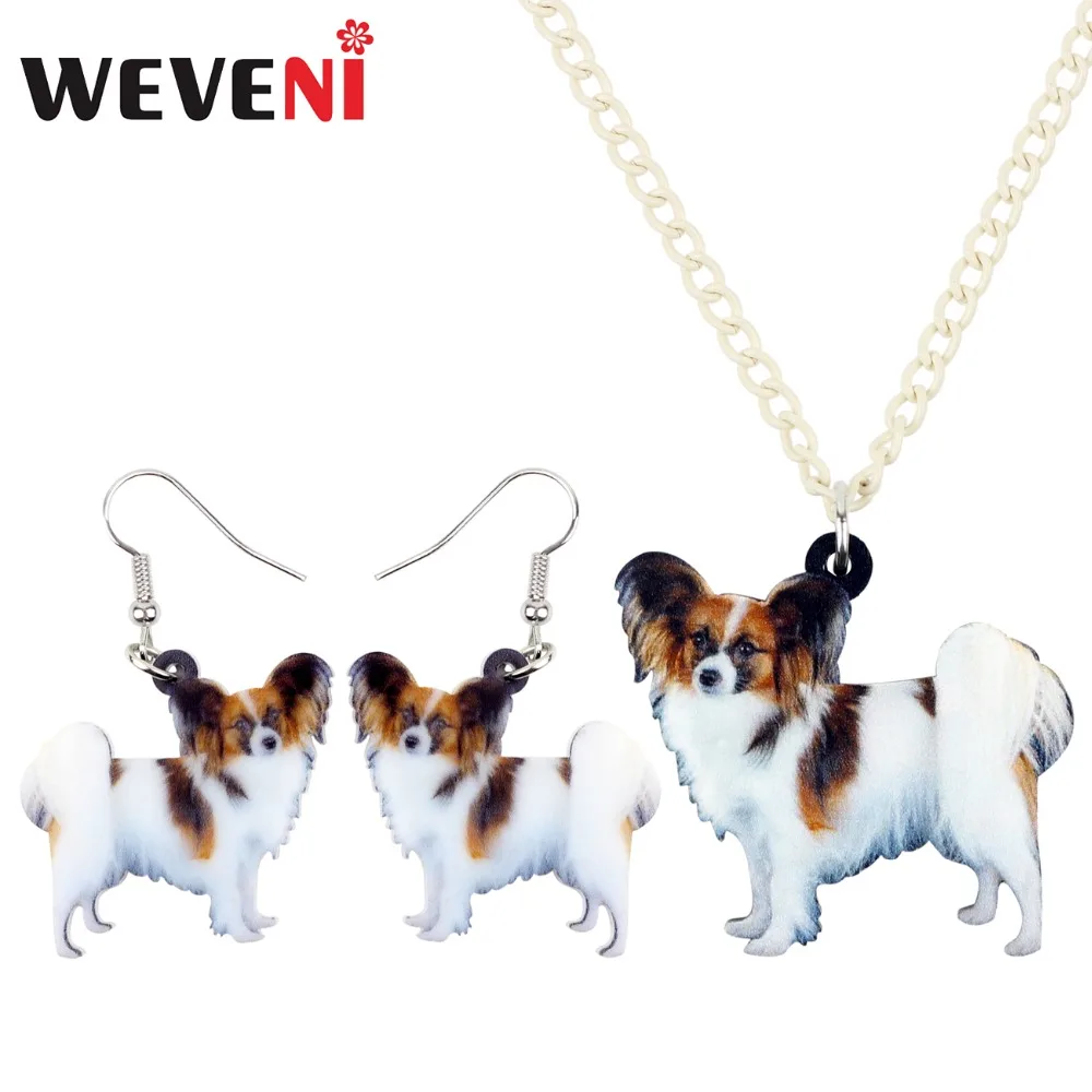 WEVENI оригинальные акриловые милые Papillon серьги с собаками ожерелье воротник