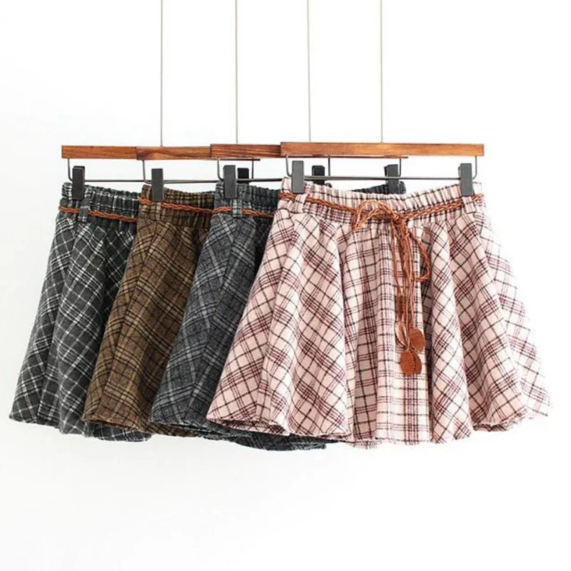 Новая осенне зимняя модная шерстяная бальная юбка Женская винтажная мини с