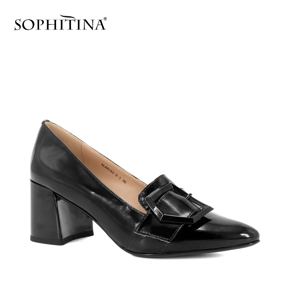 SOPHITINA/Новинка 2019 года Всесезонные женские туфли с квадратной пряжкой на среднем