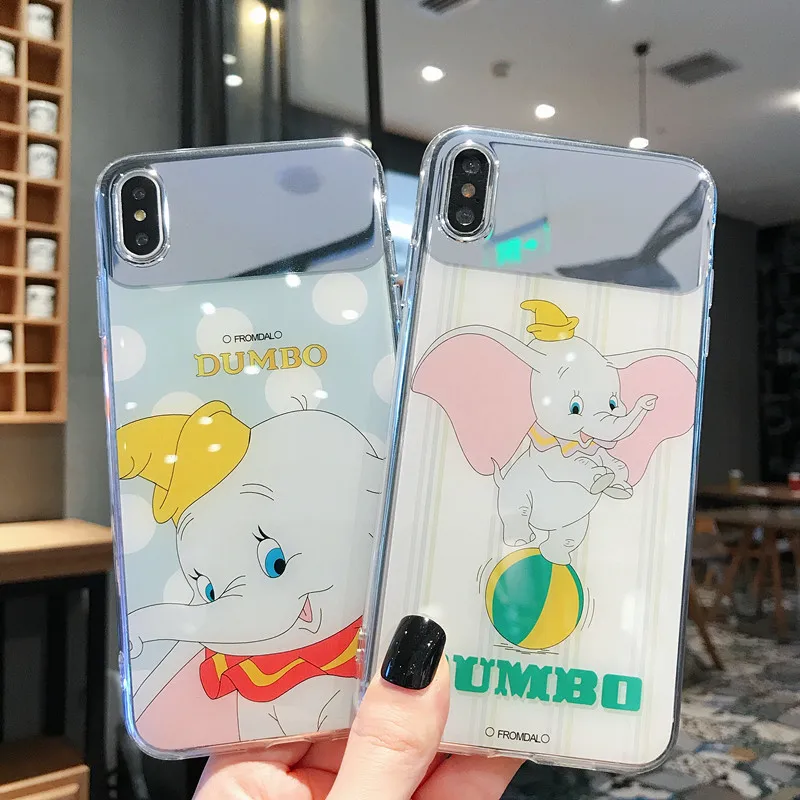 Мультяшный зеркальный чехол с изображением слона для iPhone XS Max XR Чехлы 6 S 7 8 Plus X