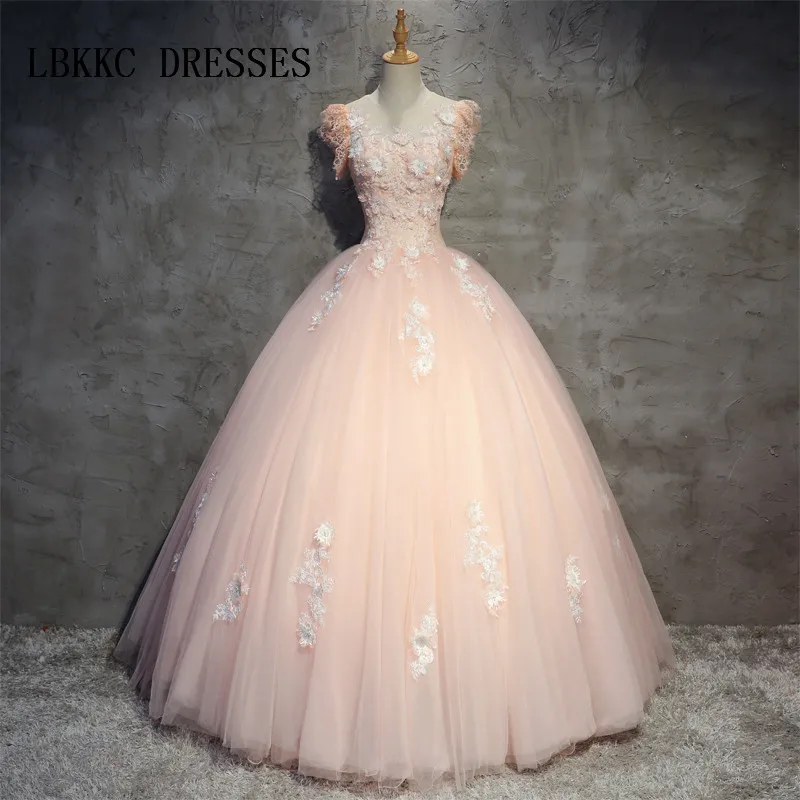 

Peach Quinceanera Dresses Puffy Tulle With Lace Vestidos De 15 Anos Sweet 16 Dresses Ball Gown Debutante