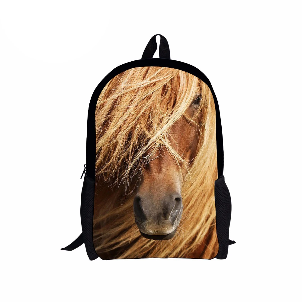 Школьные ранцы для девочек 16 дюймов детский рюкзак с принтом Crazy Horse портфель книг