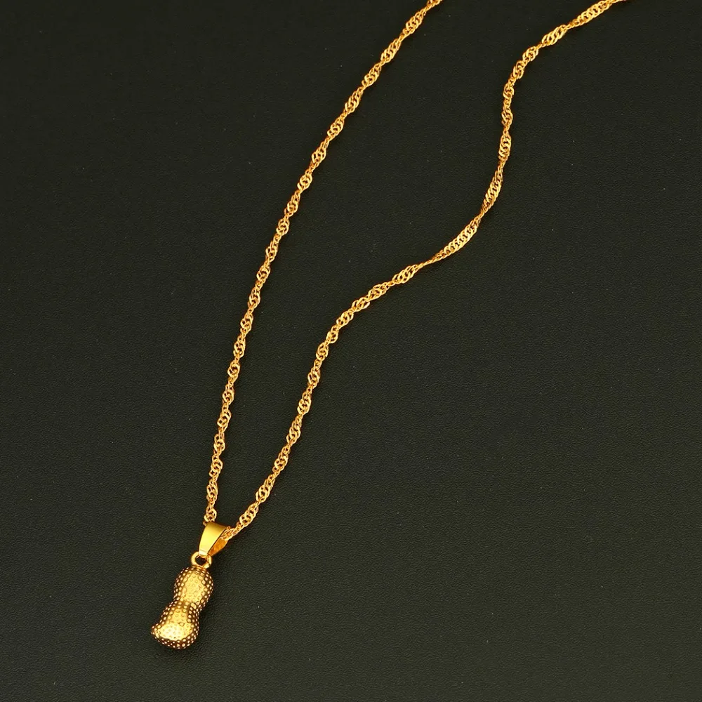 CHENGXUN Goldern Peanut Pendant Necklace Women Jewelry Men Kids Children Birth Day Decoration Accessories Choker | Украшения и