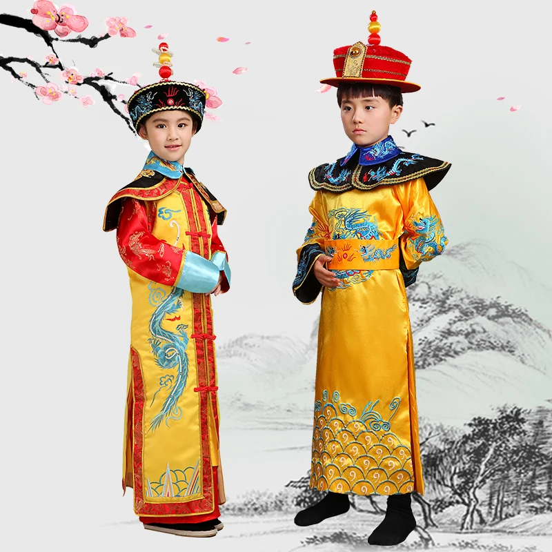 Детский костюм императора королевы длинный Pao Qing Dynasty Prince Little queen костюмы для
