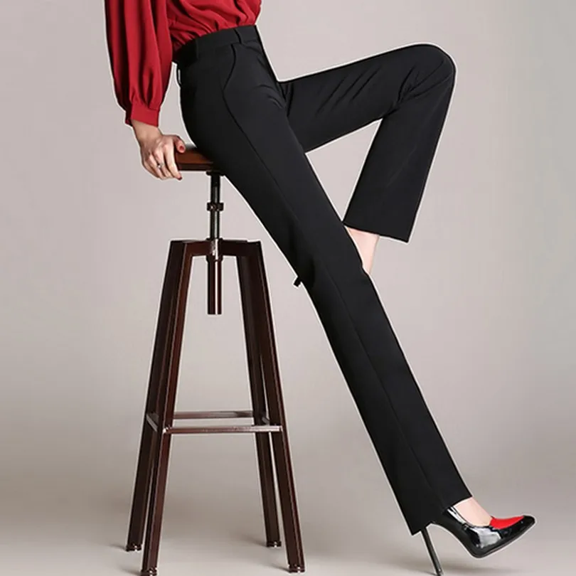 Строгий стиль прямые брюки S 4XL универсальные высокая талия женские тонкие
