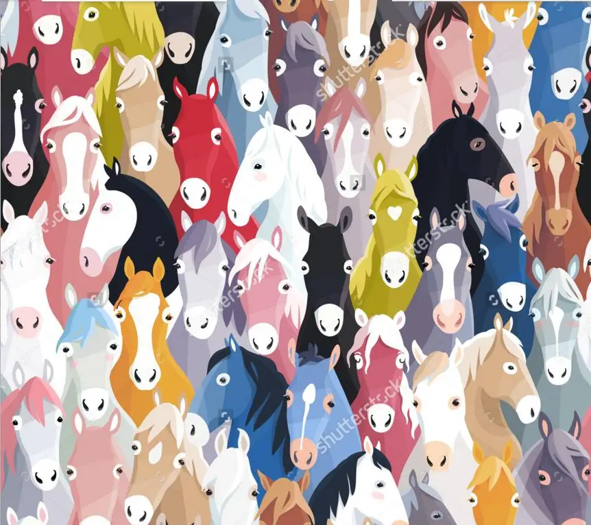 Детские обои на заказ цветные Мультяшные лошадки фотообои для гостиной