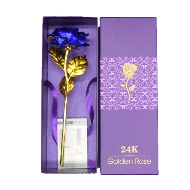 without base 24K фольги покрытые розовое золото Розы Свадебные сувениры подарок на день Святого Валентина Любовь Роза Искусственный для Прямая с картой - Цвет: without base