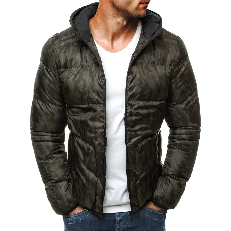 

ZOGAA Winter Men Fashion Parka Men Cotton Printed Overcoat Male Zipper Hooded Parka Men Slim Fit Overcoat 2019 New
