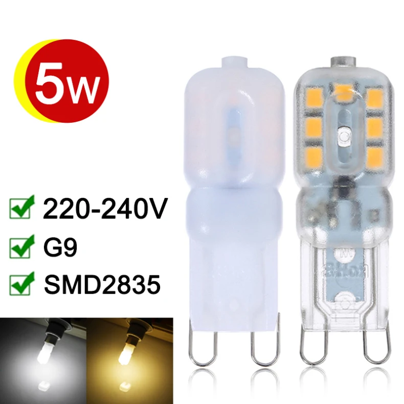 

Светодиодная лампа G9 SMD2835, 220 В, 240 в, 5 Вт, 10 шт.