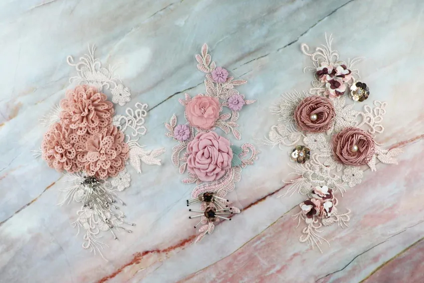 heavy industry hand embroidery wedding accessories flower dress three-dimensional petals