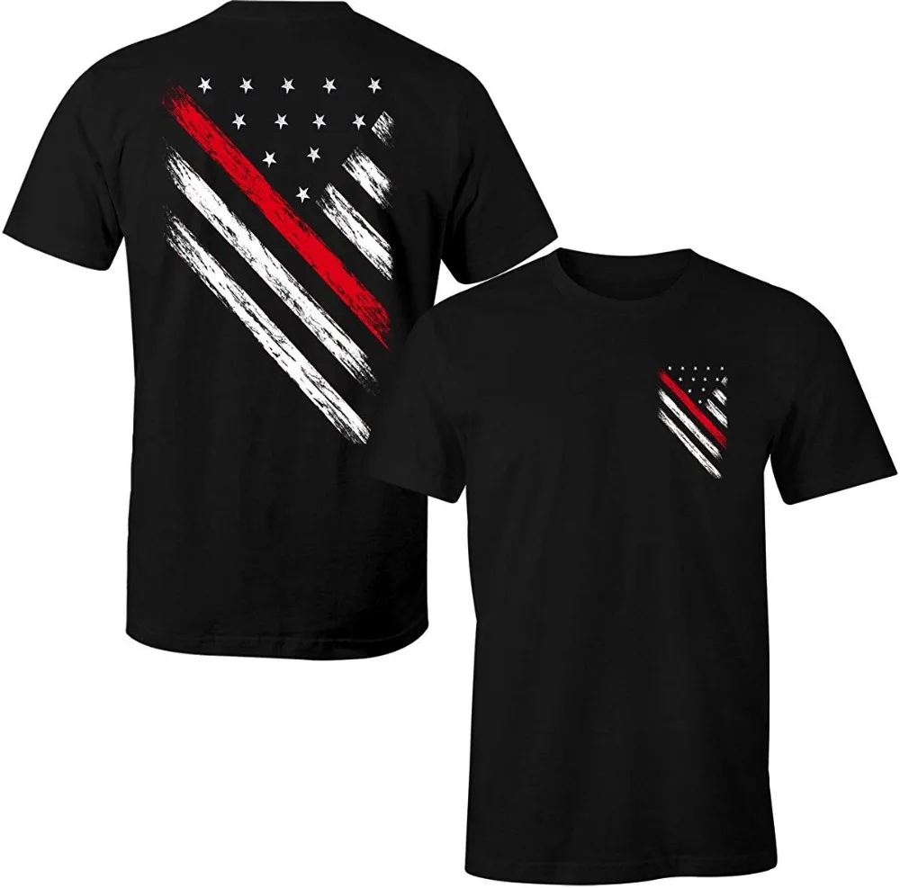 

Tees Thin Red Line Usa Flag Firefighter Men Tops Tees 2019 Summer Fashion New Printed T Shirt Short Sleeve Men Cool Tee Shirts
