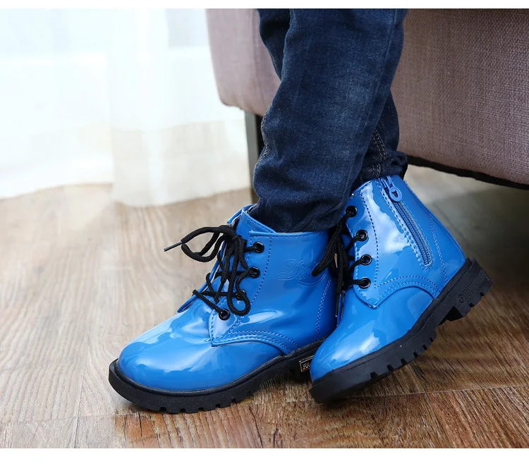 Обувь для девочек 2017 осенние кожаные ботинки на низком каблуке цвета: розовый