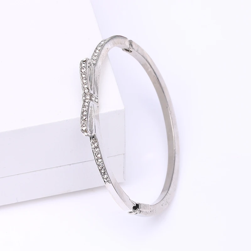 TOGORY Silver Fine Jewelry Sets BR + RI Wedding Bnowknot Plated Bracelets Bangle Rings As Women Wife Gift | Украшения и