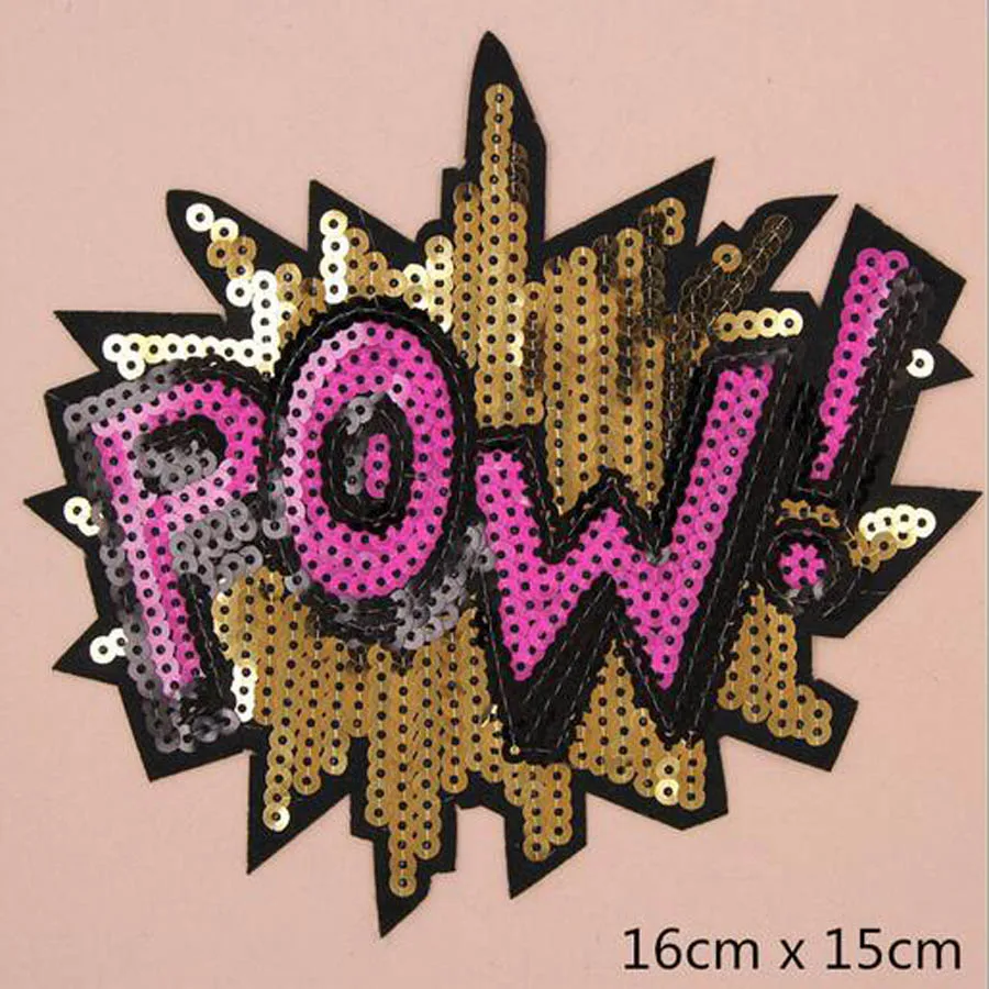 Нашивки с блестками Crown POW патчи для обуви вышивкой Аппликации сделай сам