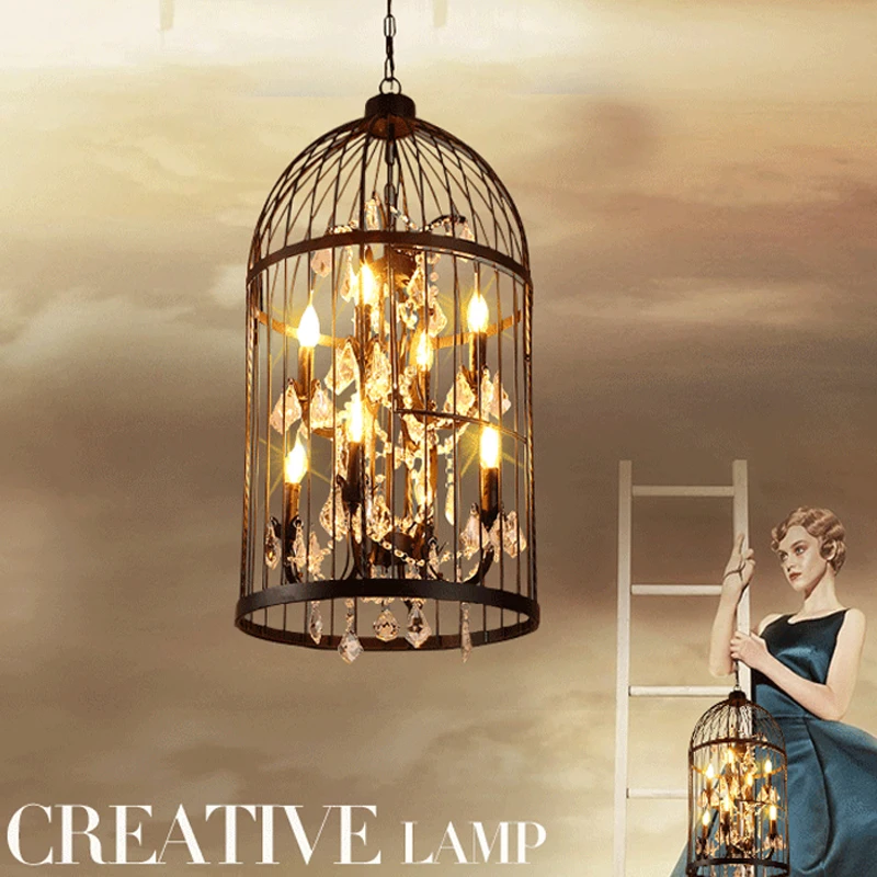 35/45 см скандинавские подвесные светильники с кристаллами для птиц железная
