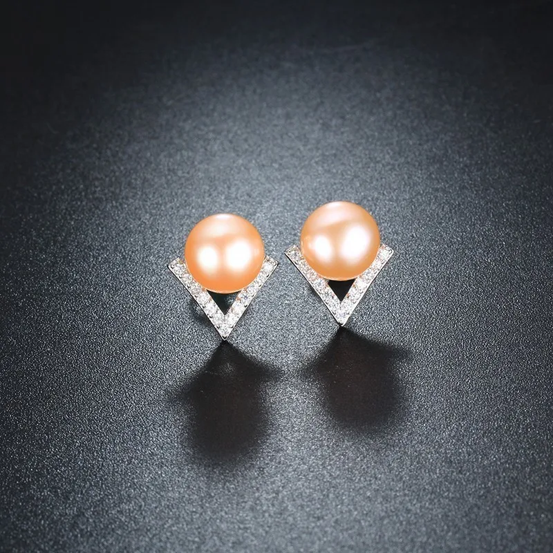 HENGSHENG реального 925 пробы серебро Для женщин Серьги с жемчугом Fine Jewelry V Форма AAA