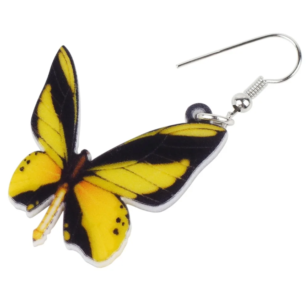 Акриловые уникальные серьги WEVENI Ornithoptera Goliath в виде бабочки милые Висячие