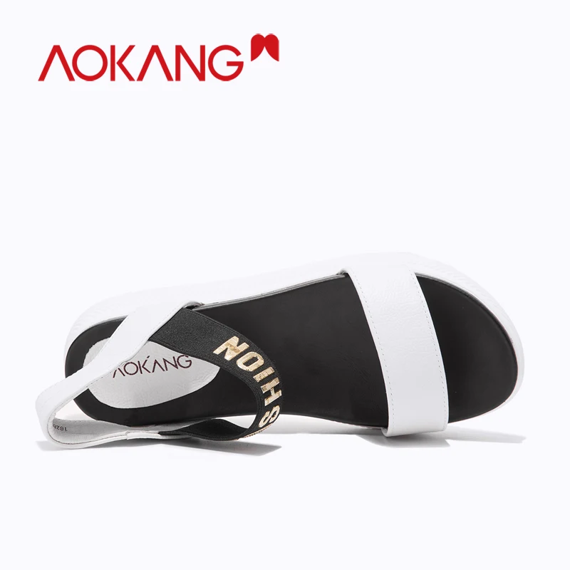 Женские босоножки на высоком каблуке AOKANG летние из натуральной кожи платформе