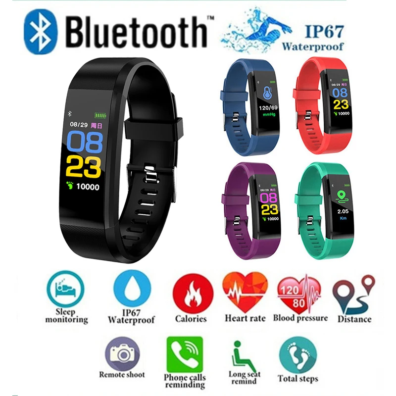 

Смарт-часы для мужчин и женщин, детский фитнес-браслет с датчиком сердечного ритма, будильником, шагомером, напоминанием о малоподвижности, ...