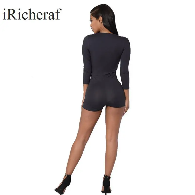 Пикантные женские комбинезоны черный розовый v образным вырезом Половина рукава