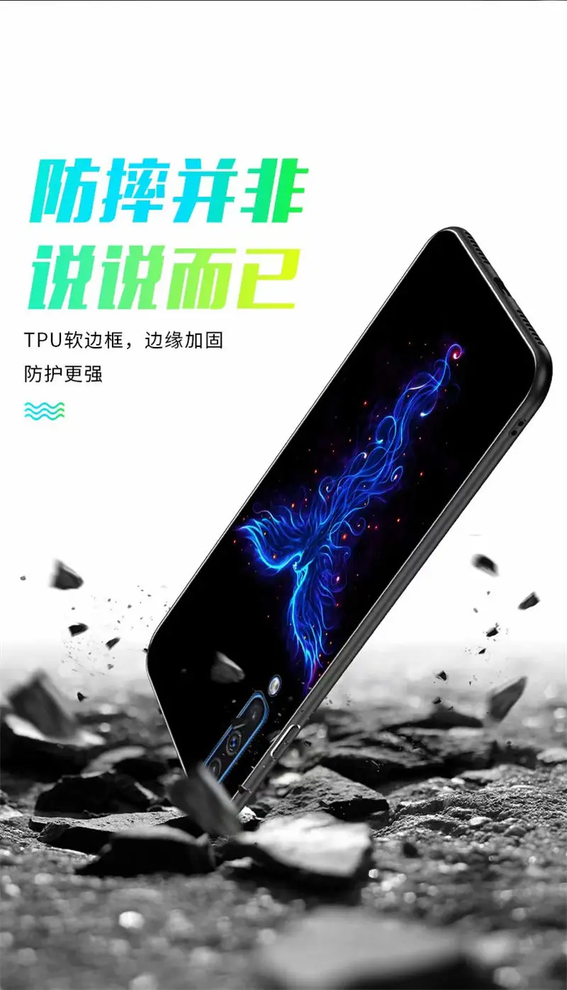 Чехол для телефона для samsung Galaxy A50 чехол 6," светящаяся задняя крышка из закаленного стекла для samsung A50 чехол силиконовый чехол