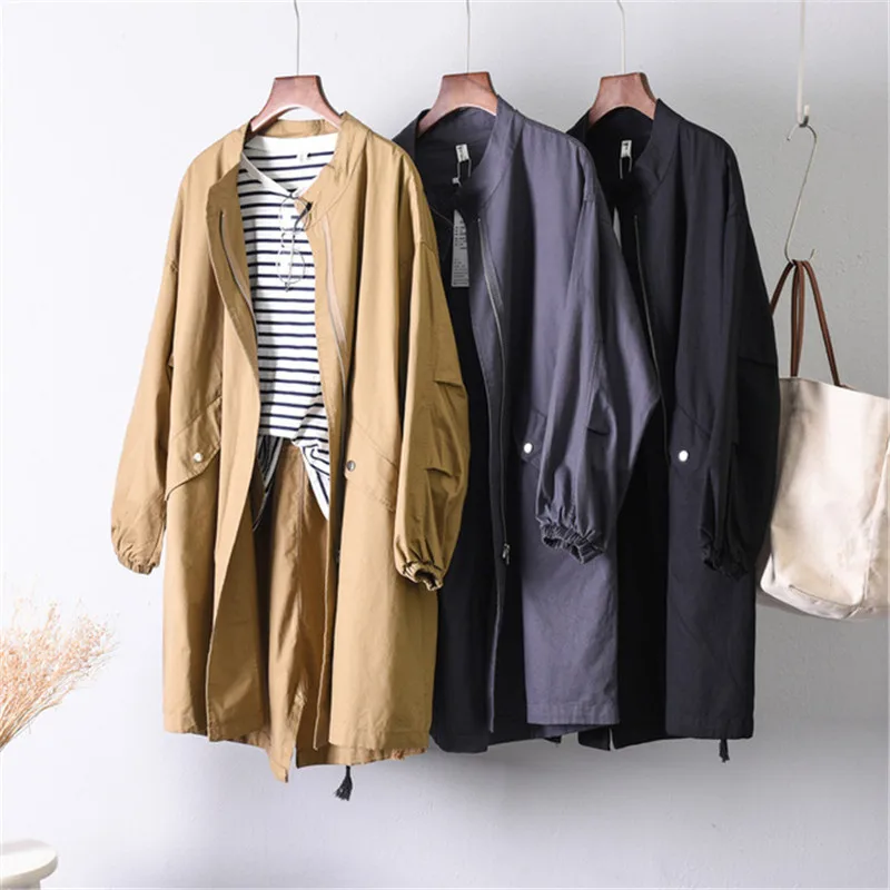 Тренчкот женский длинный ветрозащитный верхняя одежда в деловом стиле свободная