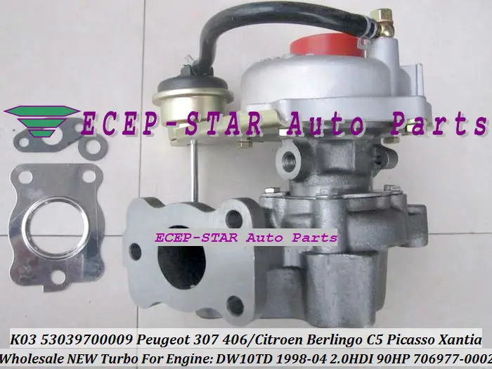 Турбо К03 53039700009 53039880009 706977 VVP1 для PEUGEOT 206 307 406 Citroen Berlingo C5 Picasso Xantia DW10TD RHY 2.0L HDI
