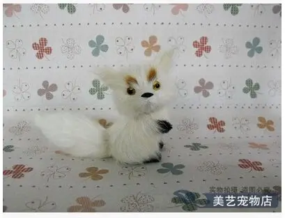 

mini cute simulation fox toy handicraft lifelike white fox baby doll gift about 13x7x9cm