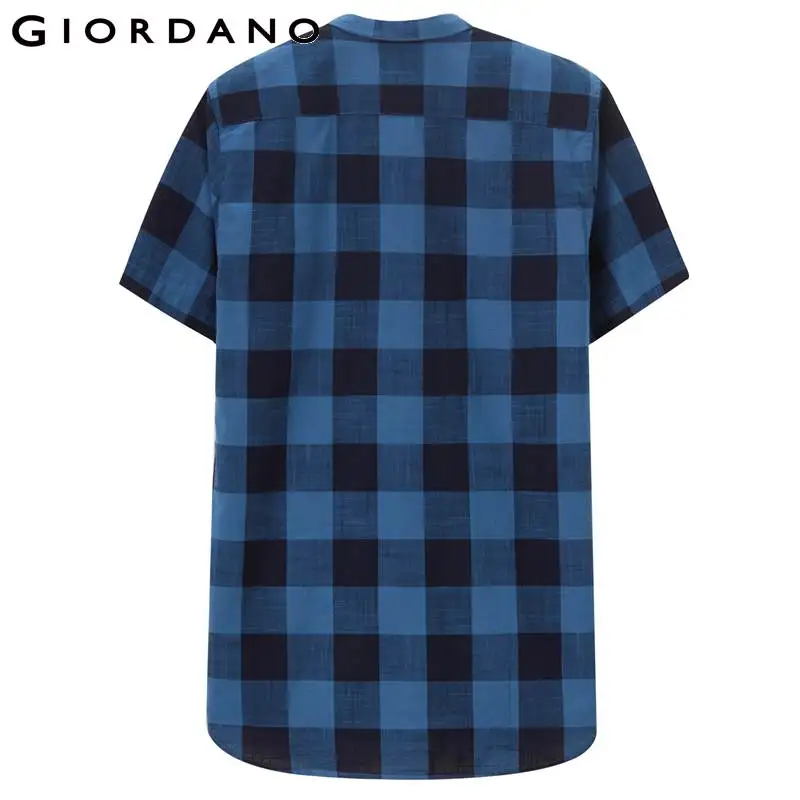 Dordano мужская рубашка короткий рукав отложной воротник в клетку изогнутая Shirtail