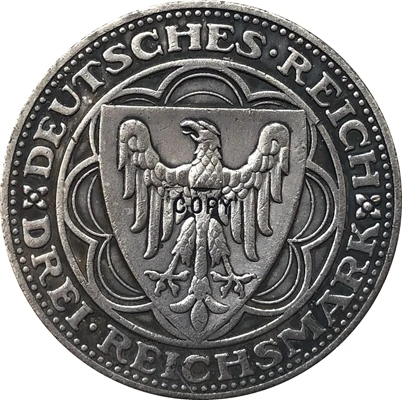 1927 немецкие 3 рейшsmark (100 годовщина Bremerhaven A) монеты копия 30 мм|coin copy|coin coinscoin german |