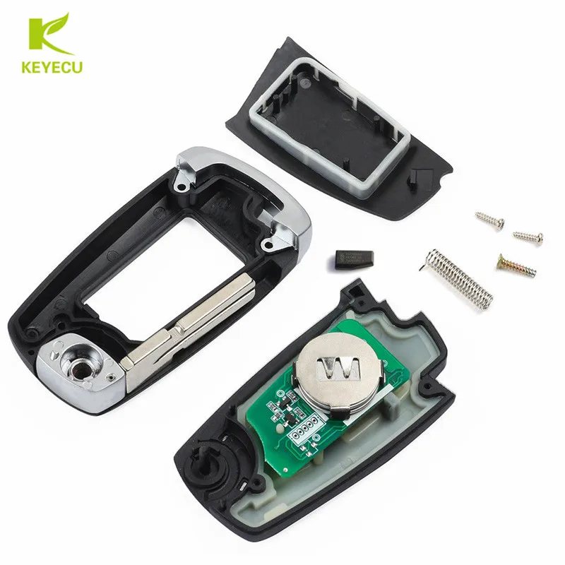 KEYECU 4 Button EWS Modified Flip Remote Key 315MHZ /433MHZ With 7935AA ID44 Chip HU58 for BMW 3 5 7 8 X3 X5 Z3 Z4 Series LX8FZV |