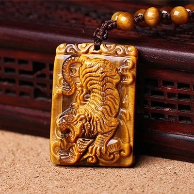 Натуральный JADESt кулон с тигриным глазом Камень Тигр тигром qingshi круглые бусы