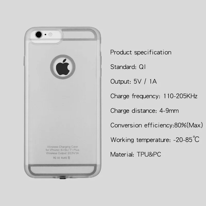 Высокое качество Qi Беспроводное зарядное устройство приемник чехол для iPhone 5S, se 6s 7Plus для Apple iPhone 4,7 5,5 дюйма ультра тонкий Встроенный чехол