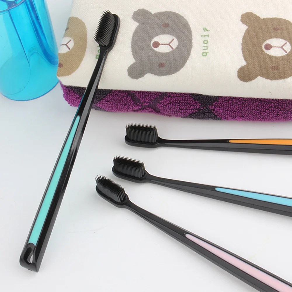 2 шт./упак. черная бамбуковая зубная щетка эко удобная Зубная Мягкая из древесного