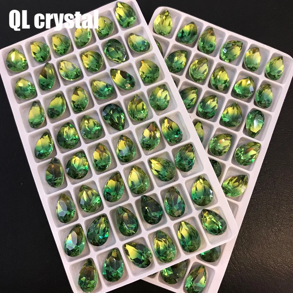 QL Хрустальный Турмалин K9 стеклянный каплевидный заостренный камень для DIY сумок