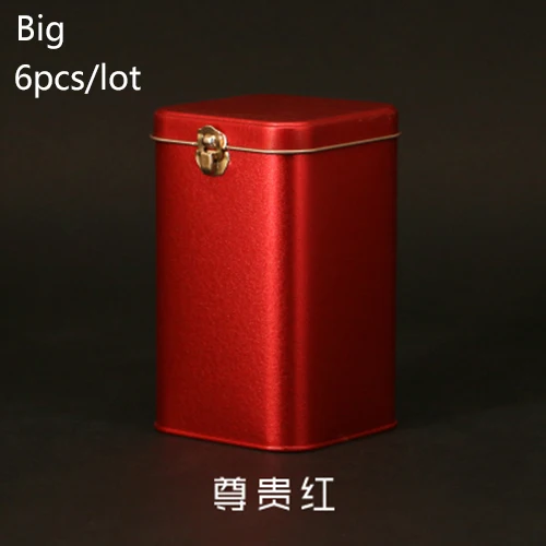Red-Large Size Жестяные бутылки для хранения с замком, металлическая коробка для хранения чая, герметичный портативный контейнер для кофе, ювелирные изделия, конфеты для кувшина органайзера - Цвет: Red-Large Size