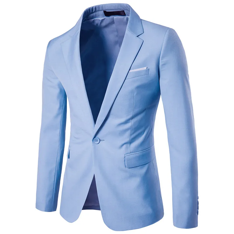 Light blue Роскошный мужской костюм из 3 предметов, мужской свадебный тонкий повседневный деловой мужской костюм, Большой размер, Мужская праздничная одежда, платье жениха, S-6XL - Цвет: Light blue