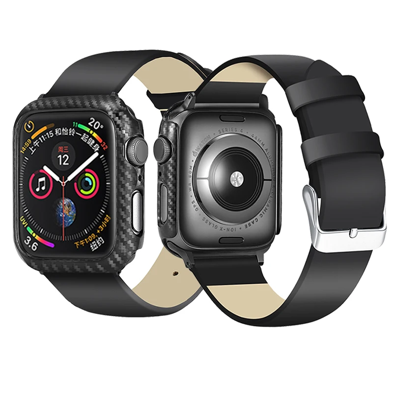 Корпус из углеродного волокна Laforuta для Apple Watch 5 4 Крышка iWatch серии 3 Сверхтонкий